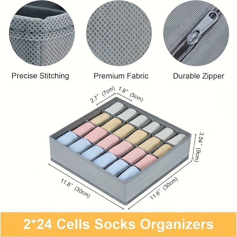 2Pcs 24-Compartment Fabric Soc - đánh giá và giá Sock Organizer Tray