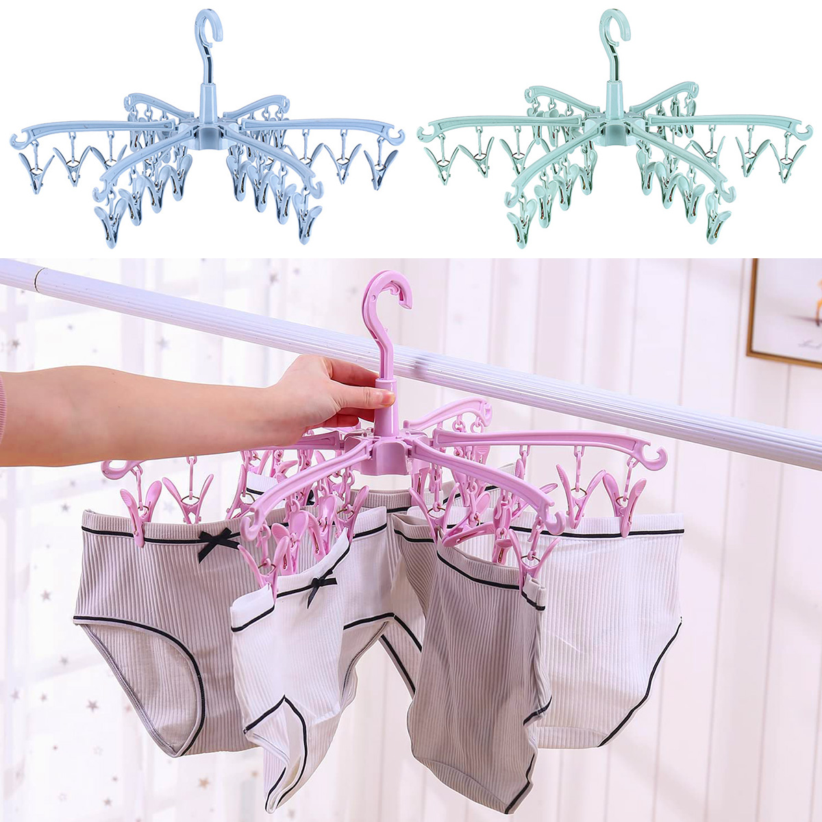 24 Clips Folding Clothes Dryer - đánh giá và giá Sock Organizer Tray